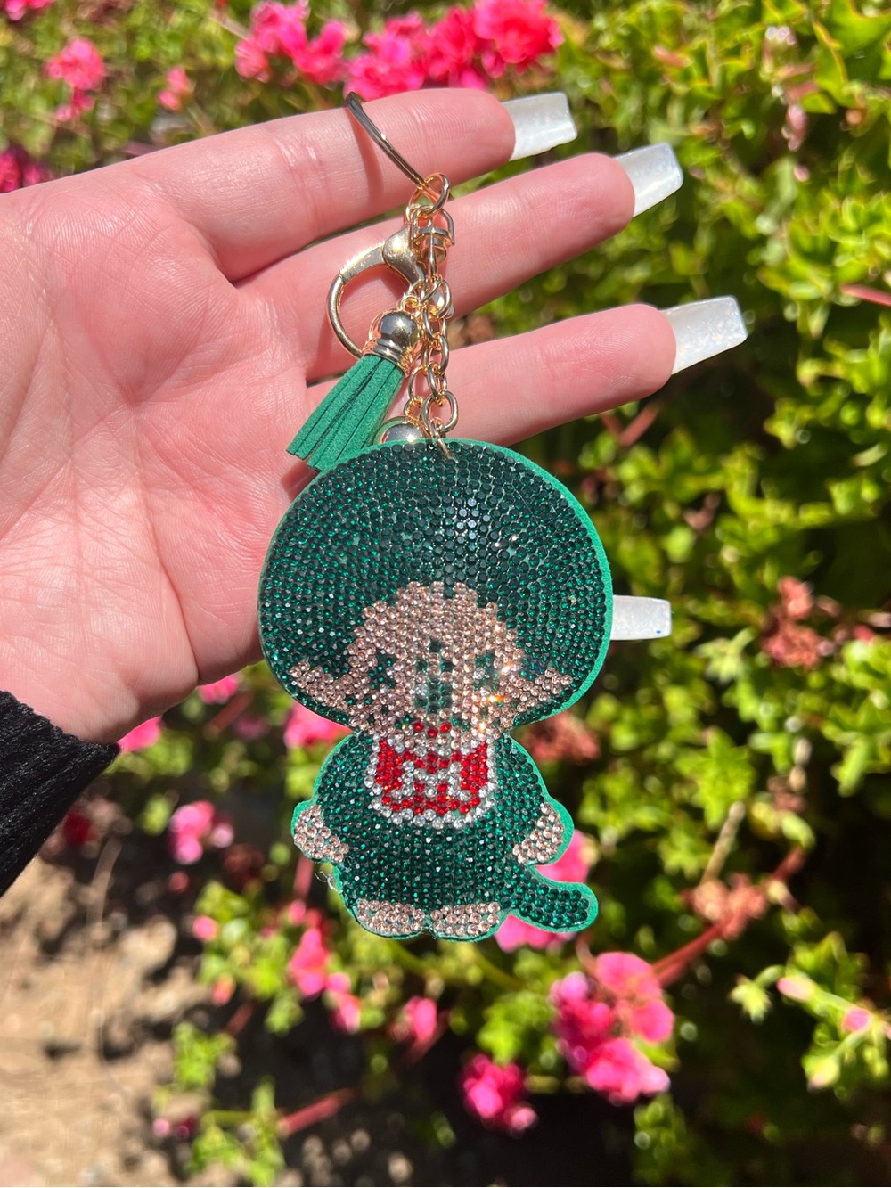 GREEN MONCHHICHI BLING KEYCHAIN